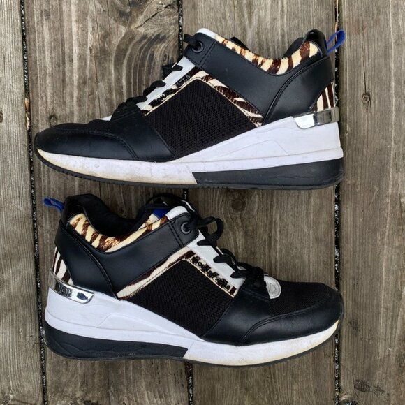 Michael Kors Shoes - Michael Kors Women's Georgie Platform Sneakers - Black White Size 8.5 W 7 M